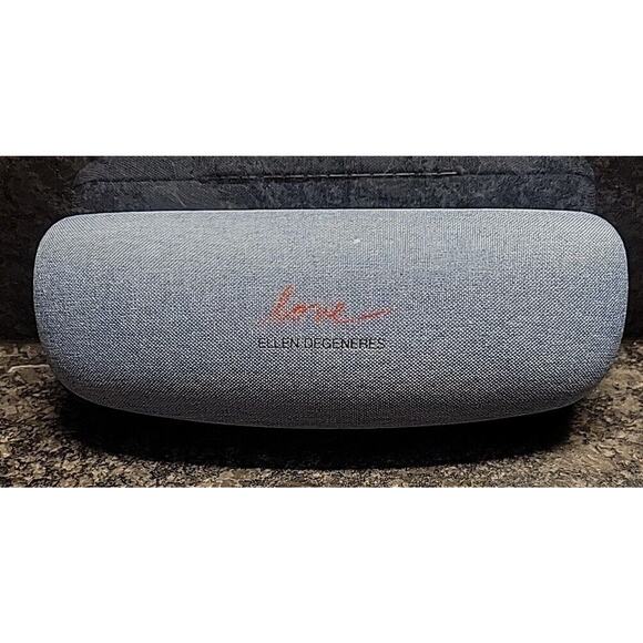 Ellen Degeneres Eye Glasses Case Denim Covered Hard Shell Case Blue Signature In - Picture 1 of 12